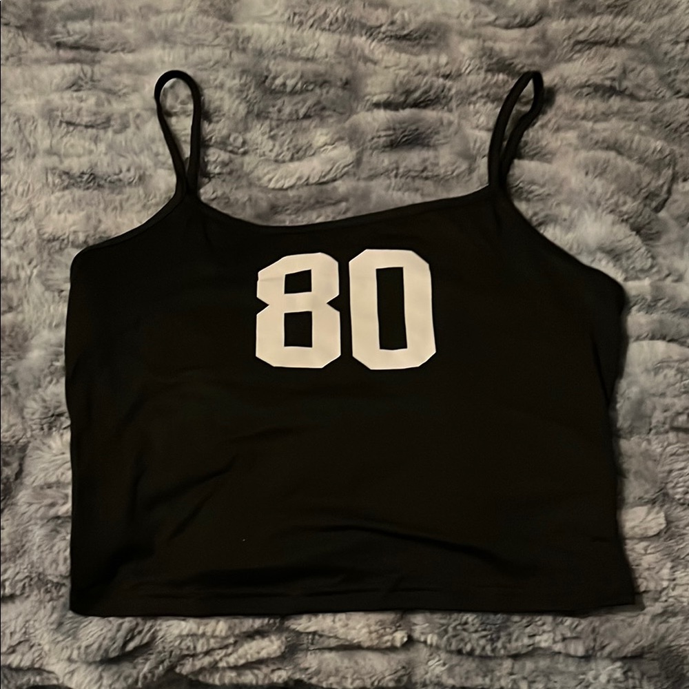Black Crop Top with White Number 80